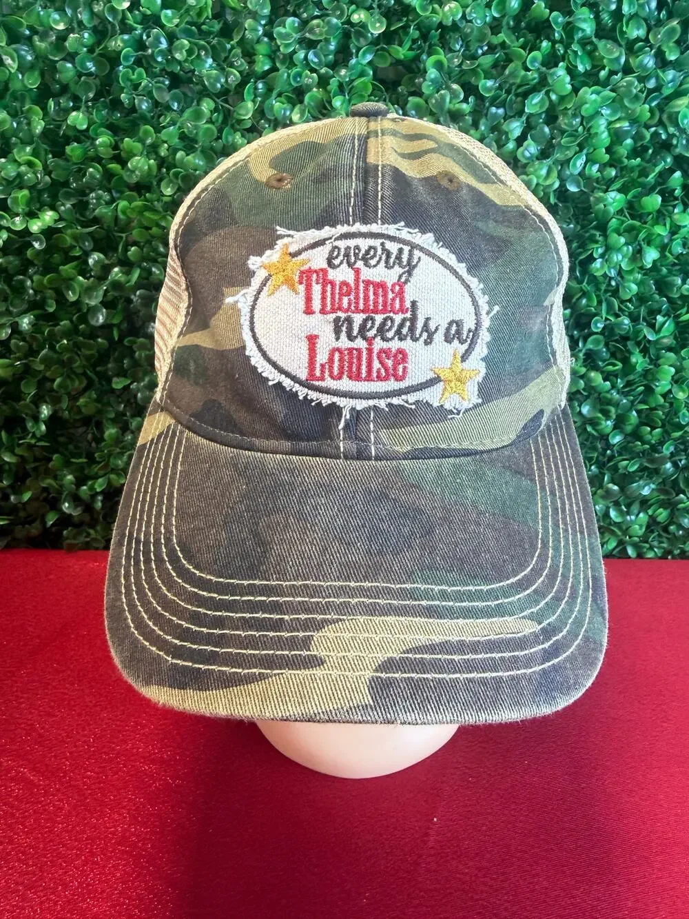 Every Thelma Needs A Louise Camouflage Trucker Hat Distressed Camo Snapback Cap